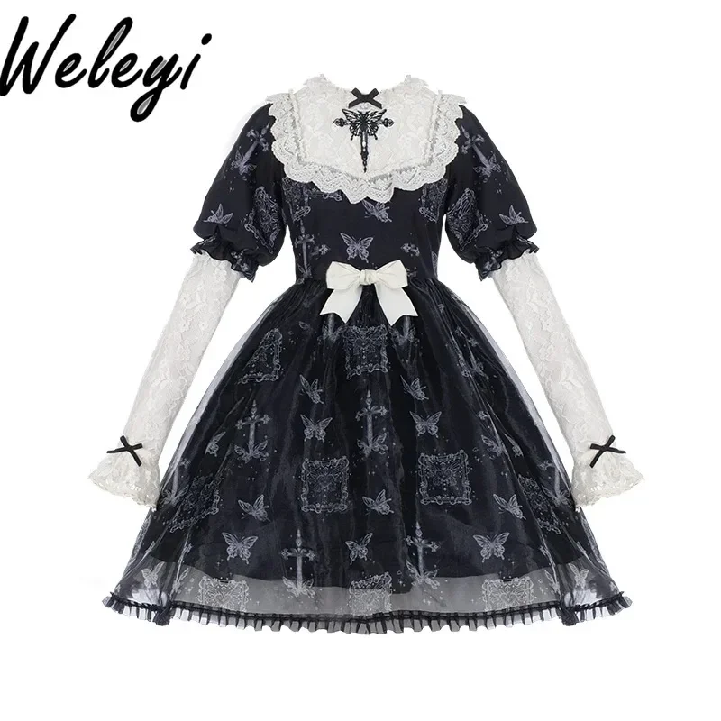 Sweet Women's Lolita Black Dress 2024 Four Seasons Japanese Style Party Embroidered OP Print Puff Detachable Sleeve Dresses
Sweet Women's Lolita Black Dress 2024 Four Seasons Japanese Style Party Embroidered OP Print Puff Detachable Sleeve Dresses