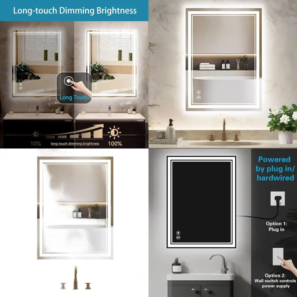 LED-Illuminated Dimmable 24 x 32 Inch Bathroom Mirror with 3 Color Options, Wall-Mounted Vanity Mirror
LED-Illuminated Dimmable 24 x 32 Inch Bathroom Mirror with 3 Color Options, Wall-Mounted Vanity Mirror