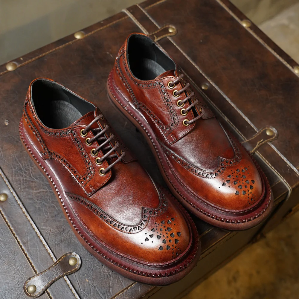 Luxury Men Genuine Leather Derby Shoes Brogue Carving Oxford Brown Lace-Up Platform Business Dress Wedding Formal Leather Shoes
Luxury Men Genuine Leather Derby Shoes Brogue Carving Oxford Brown Lace-Up Platform Business Dress Wedding Formal Leather Shoes