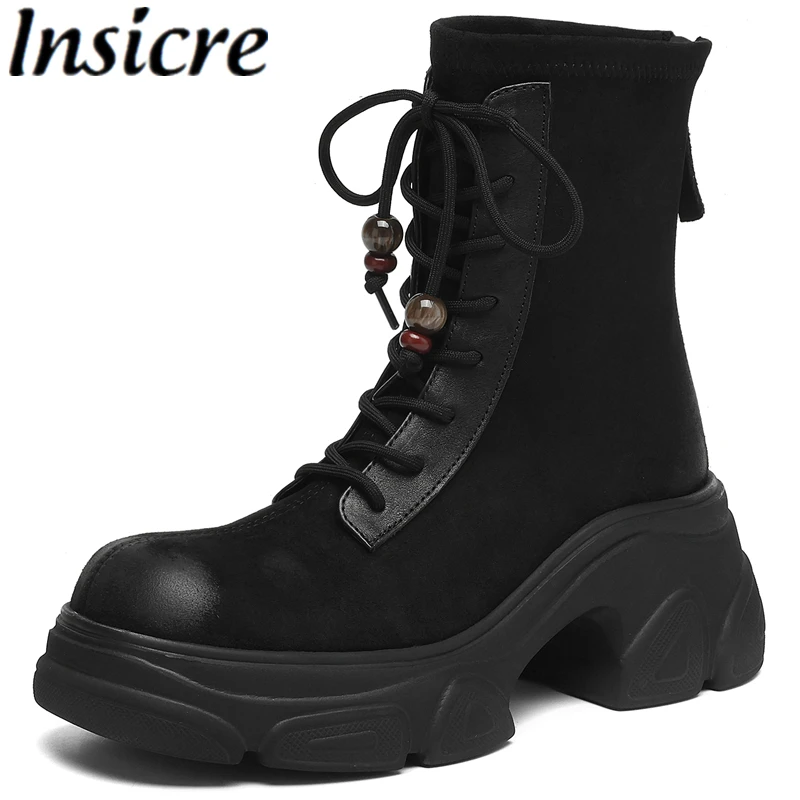 Insicre 2025 Fashion Women's Ankle Boots Lace Up Cross-Tied Thick High Heels Flock Handmade Winter Shoes Platform
Insicre 2025 Fashion Women's Ankle Boots Lace Up Cross-Tied Thick High Heels Flock Handmade Winter Shoes Platform