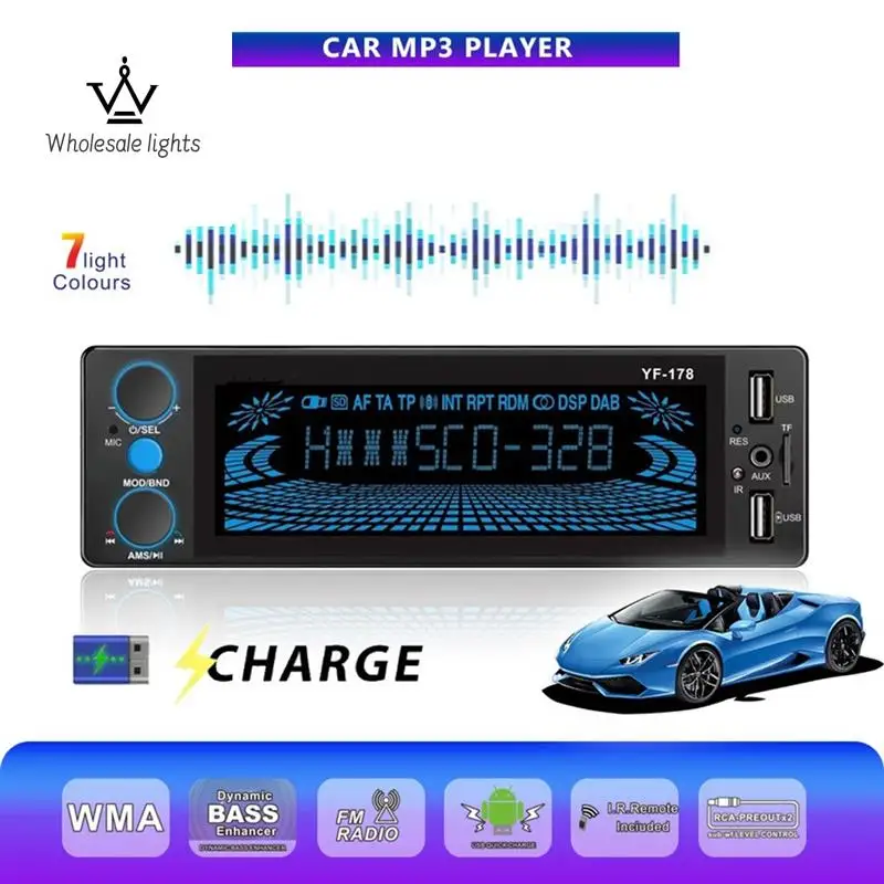 1Din MP3 автомобильный радиоприемник аудио стерео FM AUX входной приемник Bluetooth мультимедийный авторадиоплеер автомобильный усилитель высокой мощности
1Din MP3 автомобильный радиоприемник аудио стерео FM AUX входной приемник Bluetooth мультимедийный авторадиоплеер автомобильный усилитель высокой мощности