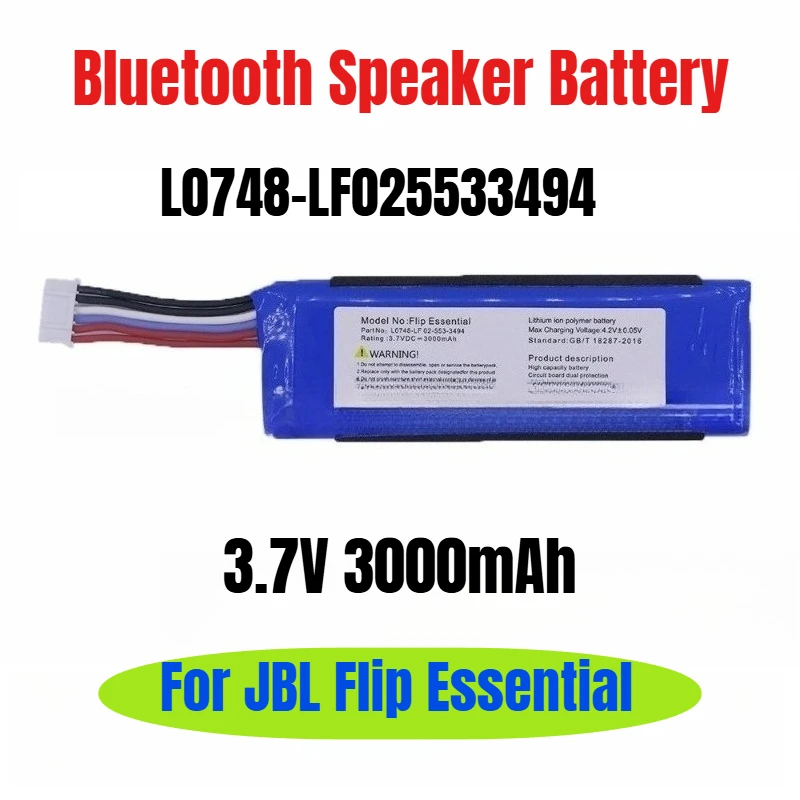 3.7V 3000mAh for JBL Flip Essential L0748-LF025533494 Bluetooth Speaker Battery
3.7V 3000mAh for JBL Flip Essential L0748-LF025533494 Bluetooth Speaker Battery