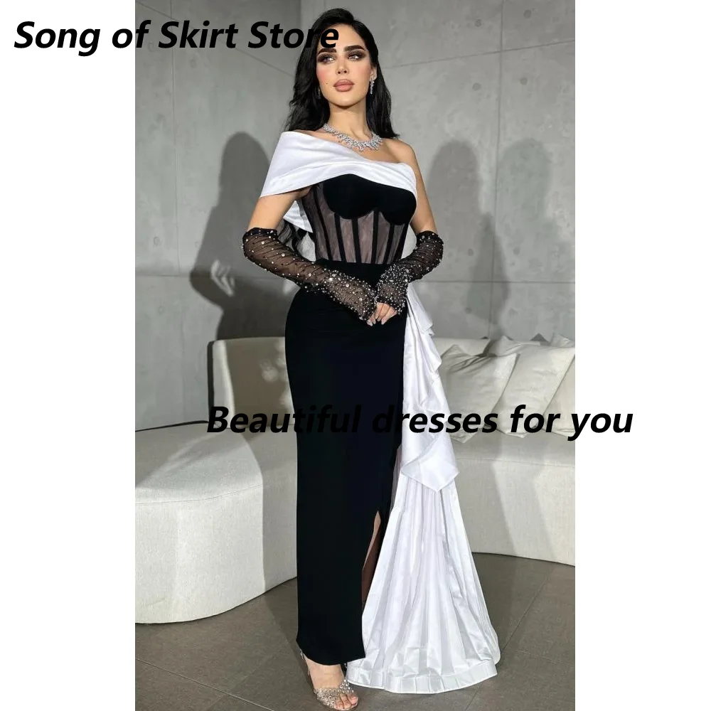 Customized Elegant Mermaid Evening Dress One Shoulder with Sleeves Prom Dress Front Slit Side Sweep Train Saudi Arab Party Gown
Customized Elegant Mermaid Evening Dress One Shoulder with Sleeves Prom Dress Front Slit Side Sweep Train Saudi Arab Party Gown