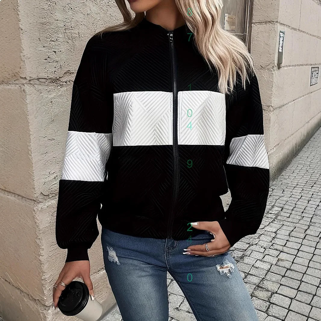2024 Fashion Loose Long Sleeve Round Neck Color Block Casual Outerwear Jacket Coats For Women Spring Summer
2024 Fashion Loose Long Sleeve Round Neck Color Block Casual Outerwear Jacket Coats For Women Spring Summer