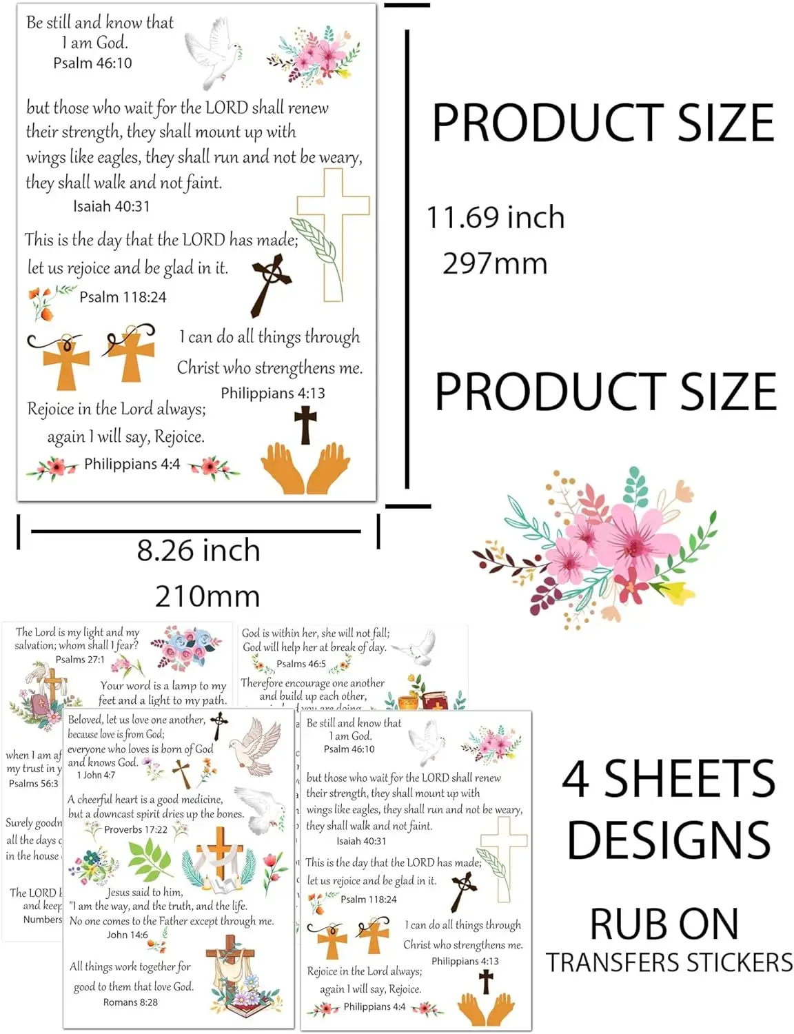 8.26 * 11.69 Inch 4 Sheets Rub On Transfers Stickers Bible Verse Motivational Faith Labels Jesus Christian Religious Faith Label
8.26 * 11.69 Inch 4 Sheets Rub On Transfers Stickers Bible Verse Motivational Faith Labels Jesus Christian Religious Faith Label