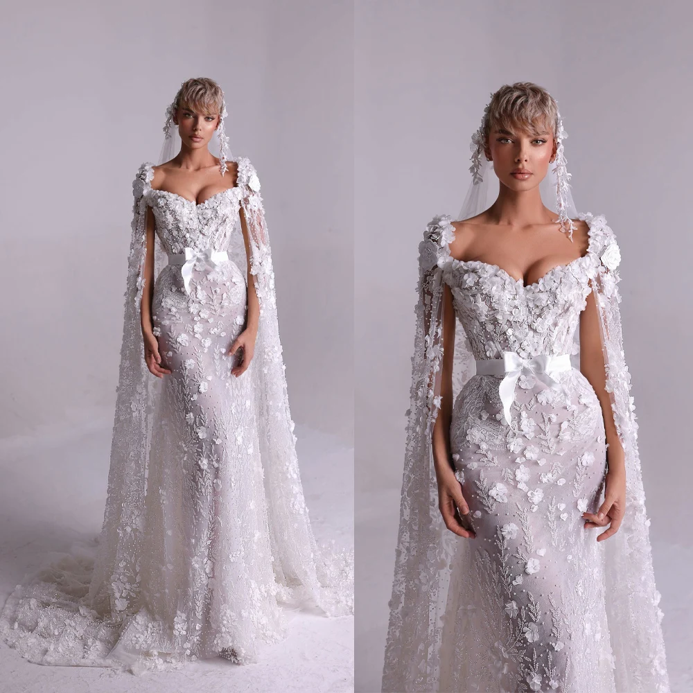 Luxury Mermaid Wedding Dress Sweetheart Neck Sleeveless Wrap Bridal Gowns 3D Appliques Sweep Train Dresses Custom Made vestidos
Luxury Mermaid Wedding Dress Sweetheart Neck Sleeveless Wrap Bridal Gowns 3D Appliques Sweep Train Dresses Custom Made vestidos