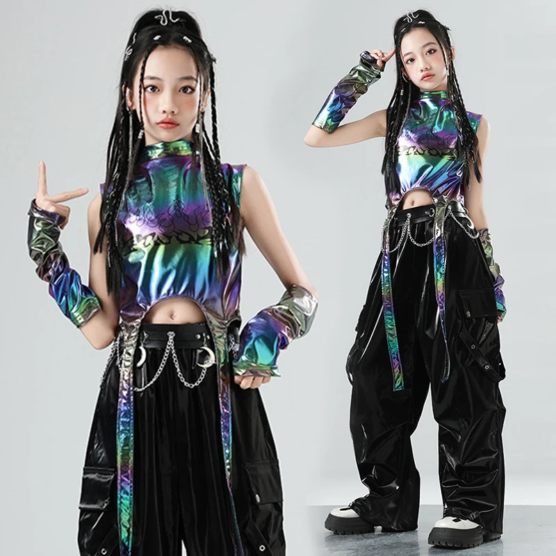 New Girls Jazz Dance Clothes Kid Kpop Stage Costume Colorful Vest Black Shuffle Pants Fashion Performance Outfit Streetwear 4624
New Girls Jazz Dance Clothes Kid Kpop Stage Costume Colorful Vest Black Shuffle Pants Fashion Performance Outfit Streetwear 4624
