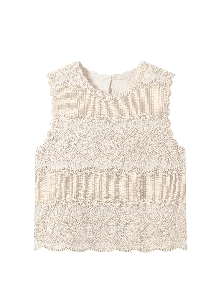 plus Size Lace Splice Women's Vest Summer New Style Slimming Little Fragrance Wind Outerwear Top round Neck Short Length
plus Size Lace Splice Women's Vest Summer New Style Slimming Little Fragrance Wind Outerwear Top round Neck Short Length