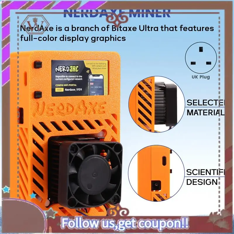ABBG-Nerdaxe Nerdminer Miner 500Gh/S BM1366 ASIC Chip Solo Lottery BTC Miner Bitaxe Lottery Mining Miner UK PLUG
ABBG-Nerdaxe Nerdminer Miner 500Gh/S BM1366 ASIC Chip Solo Lottery BTC Miner Bitaxe Lottery Mining Miner UK PLUG