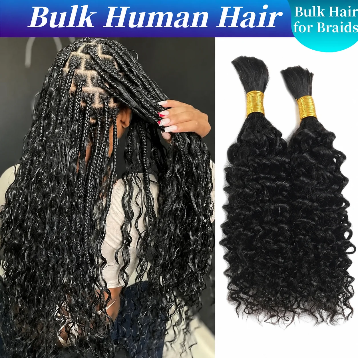 Human Braiding Hair for Boho Braids Human 20 Inch Curly Boho Hair for Braiding Knotless 12A Deep Wave Bulk Human Hair
Human Braiding Hair for Boho Braids Human 20 Inch Curly Boho Hair for Braiding Knotless 12A Deep Wave Bulk Human Hair