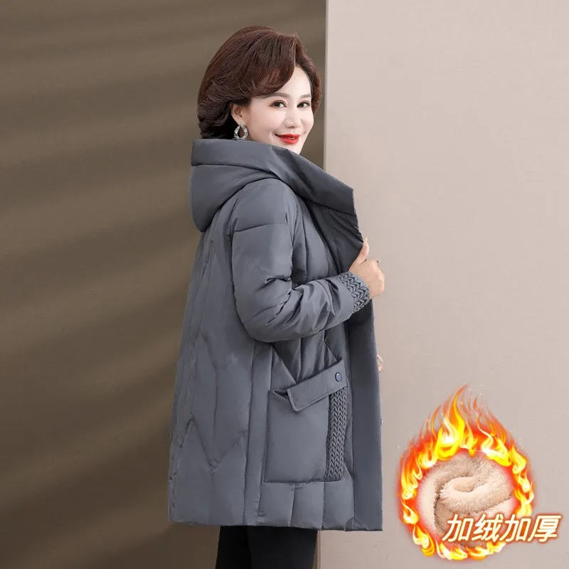 Fashion Winter Jacket Middle Aged Women's WarmThick Overcoat Hooded Parkas Women's Clothing Female Outwear
Fashion Winter Jacket Middle Aged Women's WarmThick Overcoat Hooded Parkas Women's Clothing Female Outwear