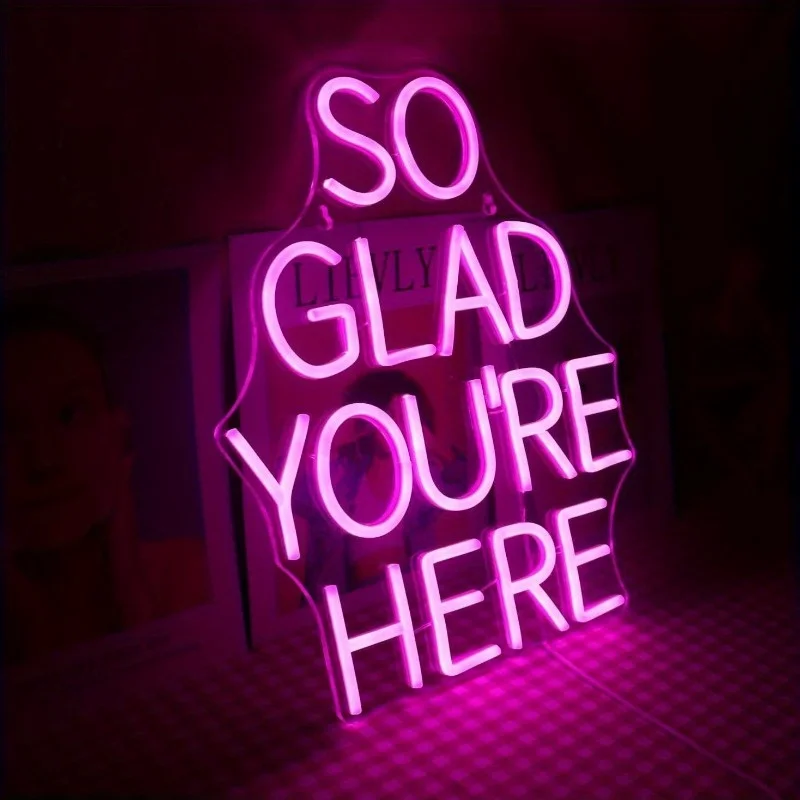 Pink Neon Sign Dimmable LED So Glad You're Here Neon Light for Bar Coffee Room Home Birthday Wedding Party Celebrations Decor
Pink Neon Sign Dimmable LED So Glad You're Here Neon Light for Bar Coffee Room Home Birthday Wedding Party Celebrations Decor