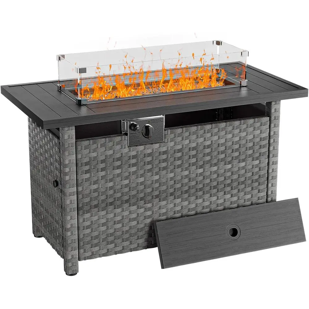 44" ire Pit Table with Wind Guard or Outdoor, Auto-Ignition Propane Gas irts Rattan Recular Table or Outside Patio 60,000 , Gray
44" ire Pit Table with Wind Guard or Outdoor, Auto-Ignition Propane Gas irts Rattan Recular Table or Outside Patio 60,000 , Gray