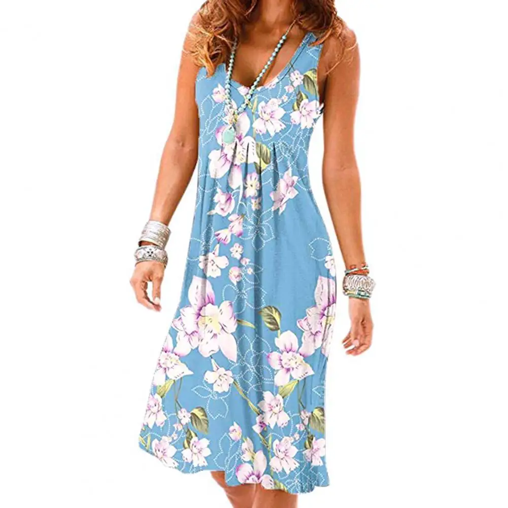 Lightweight Fabric Dress Bohemian Printed Sleeveless Midi Dress for Summer Vacation Beach Holiday Women's U Neck Pleated A-line
Lightweight Fabric Dress Bohemian Printed Sleeveless Midi Dress for Summer Vacation Beach Holiday Women's U Neck Pleated A-line