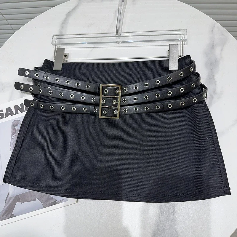 Trendy High Waist Rivet Belts Short Skirts for Women Fashion Wrap Hip A-line Skirt Female Spring New Items
Trendy High Waist Rivet Belts Short Skirts for Women Fashion Wrap Hip A-line Skirt Female Spring New Items