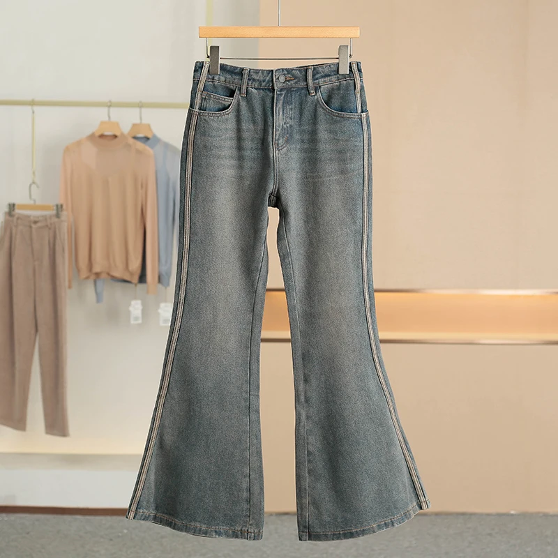Retro High Waist Bell Bottom Jeans 100 Cotton Slimming Women's Winter Fashion New Style Button Closure Body Shape Fit
Retro High Waist Bell Bottom Jeans 100 Cotton Slimming Women's Winter Fashion New Style Button Closure Body Shape Fit