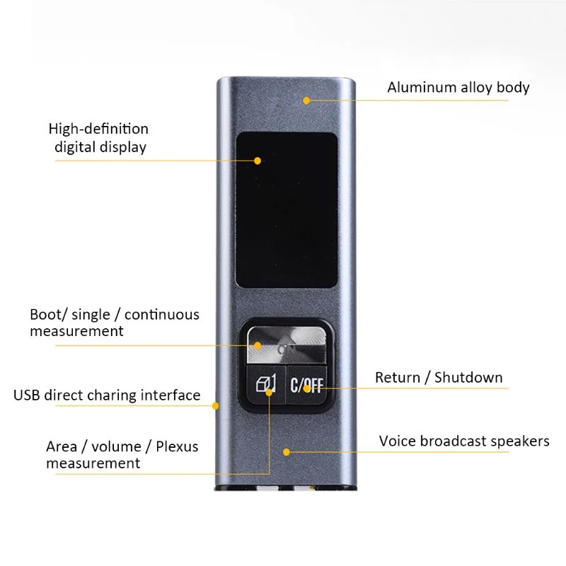 LA01 Pocket Metro Laser Distance Meter Level 40m USB Laser Measuring Tool Distance Meter for Volume
LA01 Pocket Metro Laser Distance Meter Level 40m USB Laser Measuring Tool Distance Meter for Volume