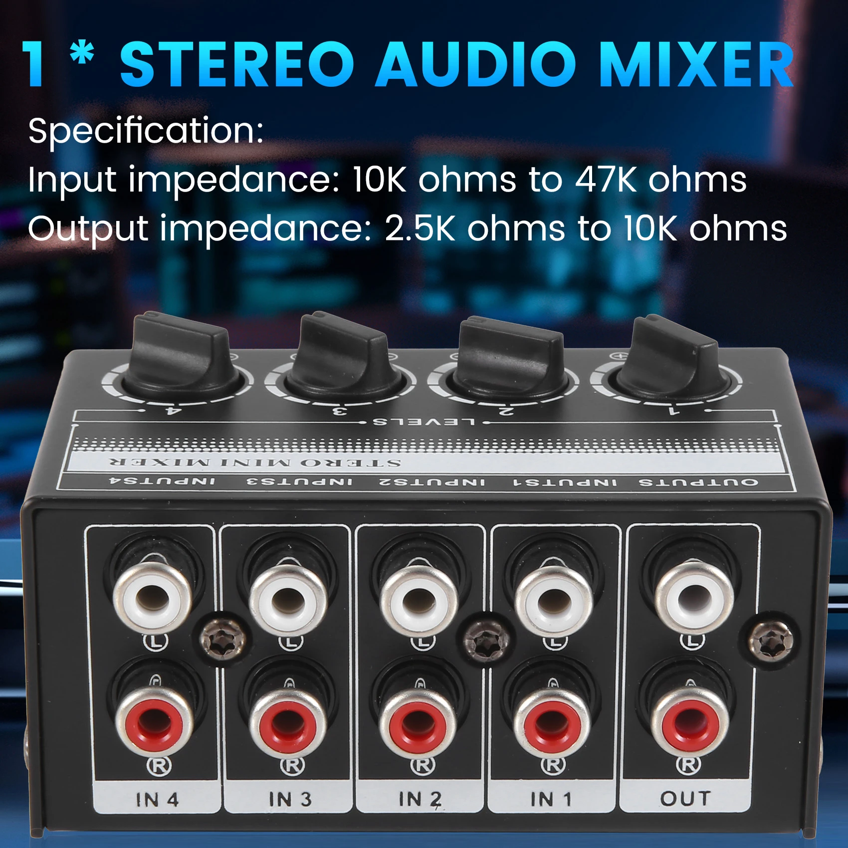 A25P 4 Channel Stereo Audio Mixer Support RCA Input And Output Mini Passive Stereo Mixer With Separate Volume Controls
A25P 4 Channel Stereo Audio Mixer Support RCA Input And Output Mini Passive Stereo Mixer With Separate Volume Controls