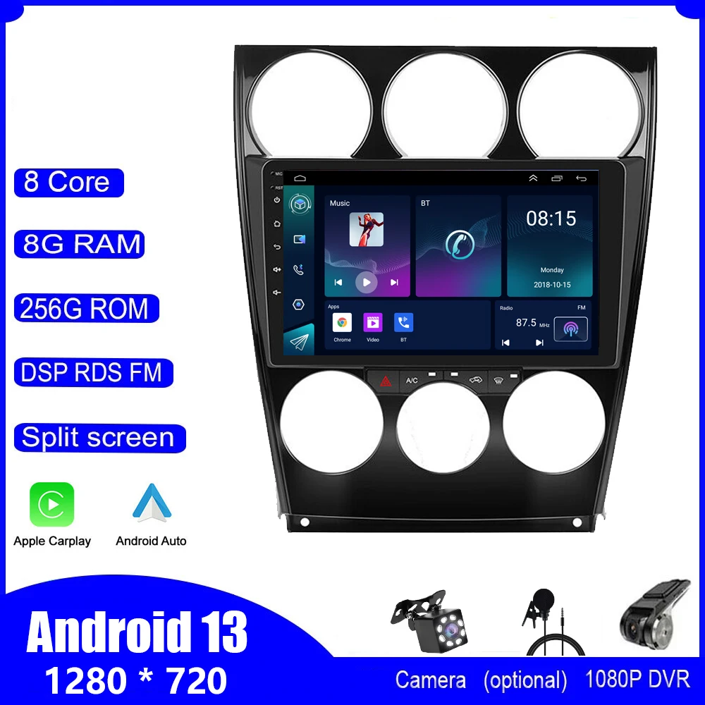 Wireless Carplay Android 13 Car Multimedia Player For Mazda 6 2004-2015 Car Radio GPS Navigation Radio Stereo Blutooth Player
Wireless Carplay Android 13 Car Multimedia Player For Mazda 6 2004-2015 Car Radio GPS Navigation Radio Stereo Blutooth Player