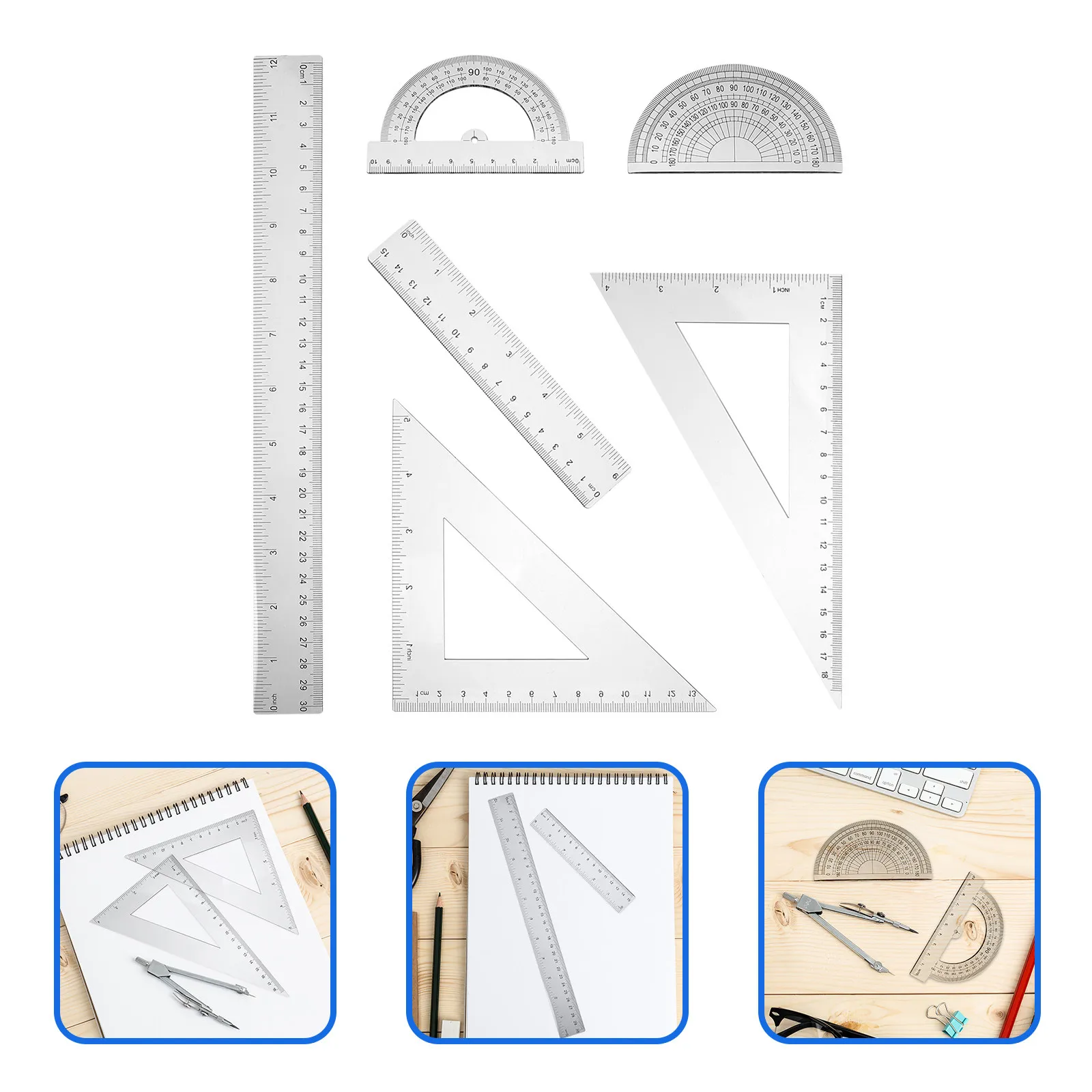2Sets Geometry Ruler Set Compact Plastic Straight Triangle Protractor Measuring Tool for Students Architects Artists School
2Sets Geometry Ruler Set Compact Plastic Straight Triangle Protractor Measuring Tool for Students Architects Artists School