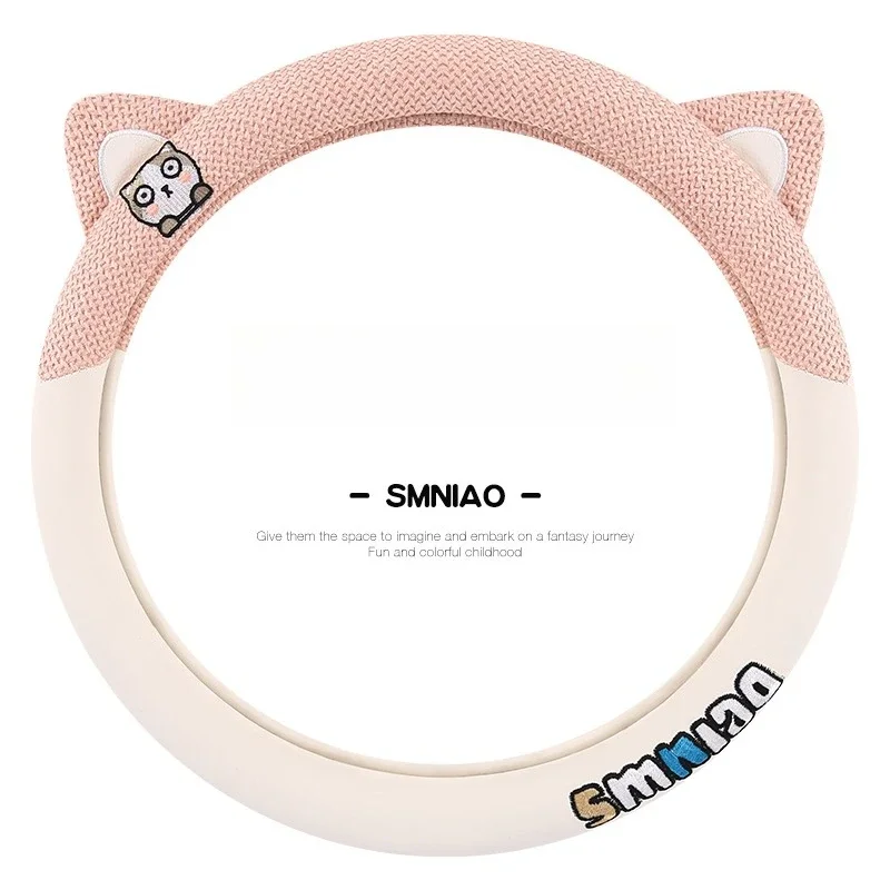 Anti-Slip Cute Cat Ears Cover - Steering Wheel Leather Linen Patchwork, Comfortable Grip 
Anti-Slip Cute Cat Ears Cover - Steering Wheel Leather Linen Patchwork, Comfortable Grip