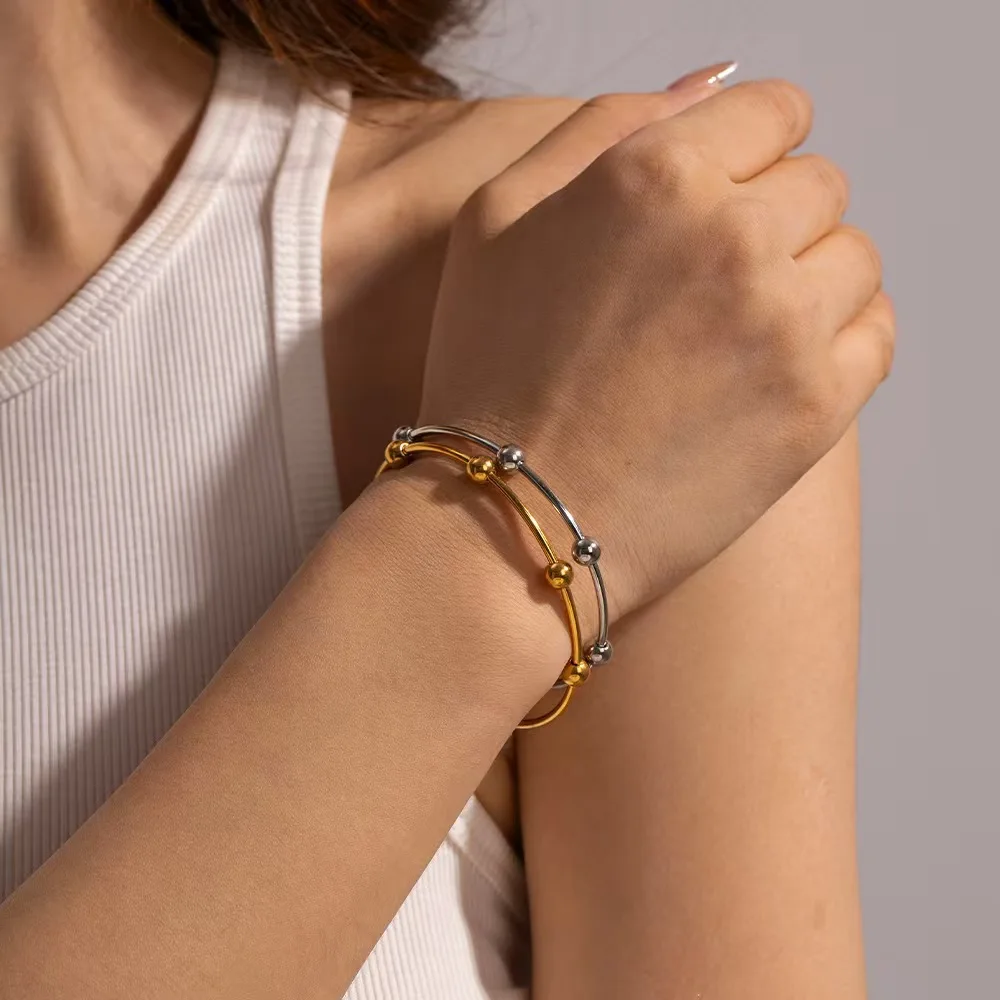 New Stainless Steel Golden Silver Color Steel Bead Open Slim Bracelet Design Waterproof Jewelry Gift
New Stainless Steel Golden Silver Color Steel Bead Open Slim Bracelet Design Waterproof Jewelry Gift