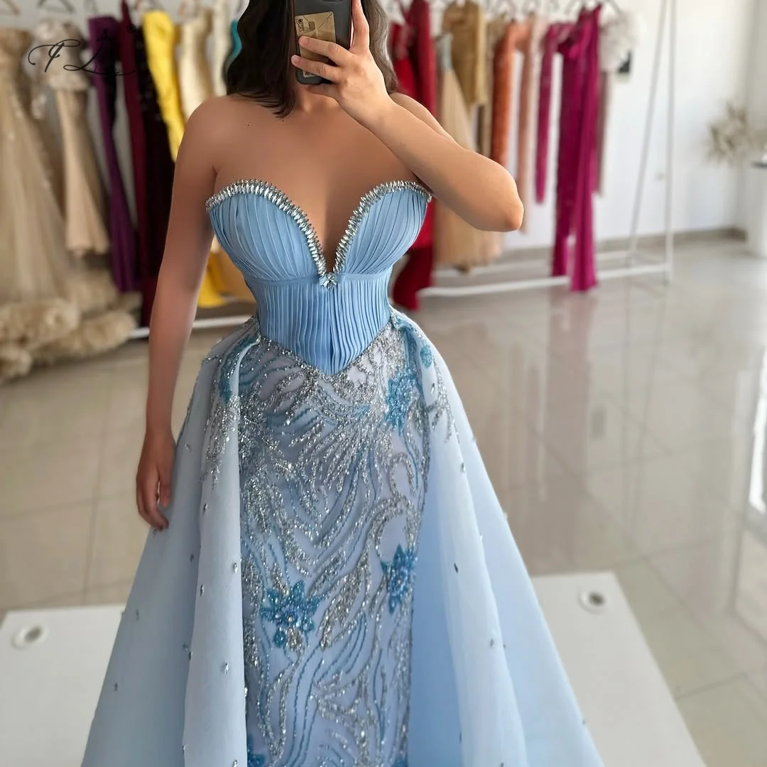 Plunging V mermaid gowns crystal pleated strapless evening dress cocktail dresses with detachable trains modern evening gowns
Plunging V mermaid gowns crystal pleated strapless evening dress cocktail dresses with detachable trains modern evening gowns