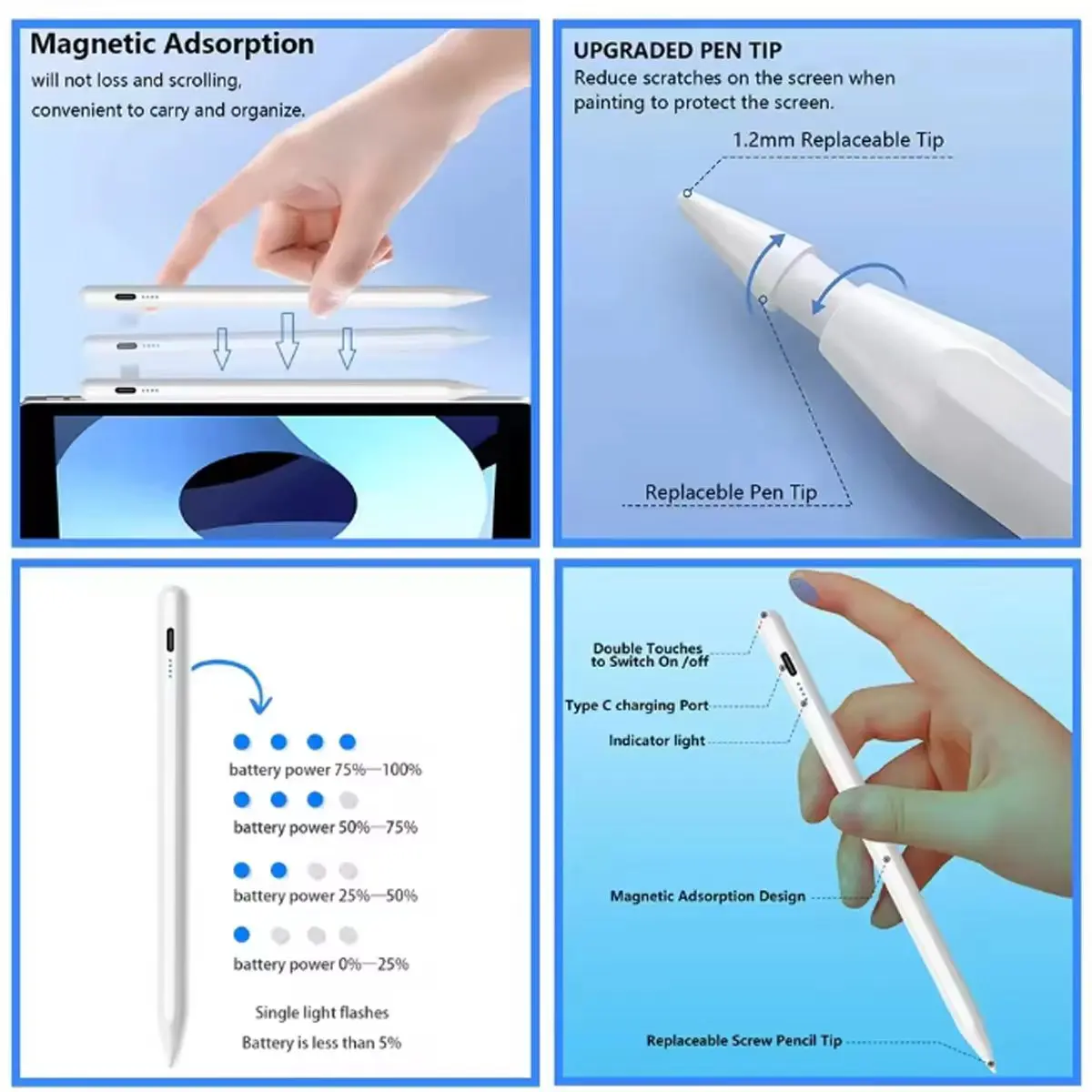 Pencil for Apple iPad 2018-2025,Tilt Sensitivity,Pixel Precision, Stylus Pen for iPad 11/10/9/8/7/6th Gen Pro 12.9/11/13-inch M4 
Pencil for Apple iPad 2018-2025,Tilt Sensitivity,Pixel Precision, Stylus Pen for iPad 11/10/9/8/7/6th Gen Pro 12.9/11/13-inch M4