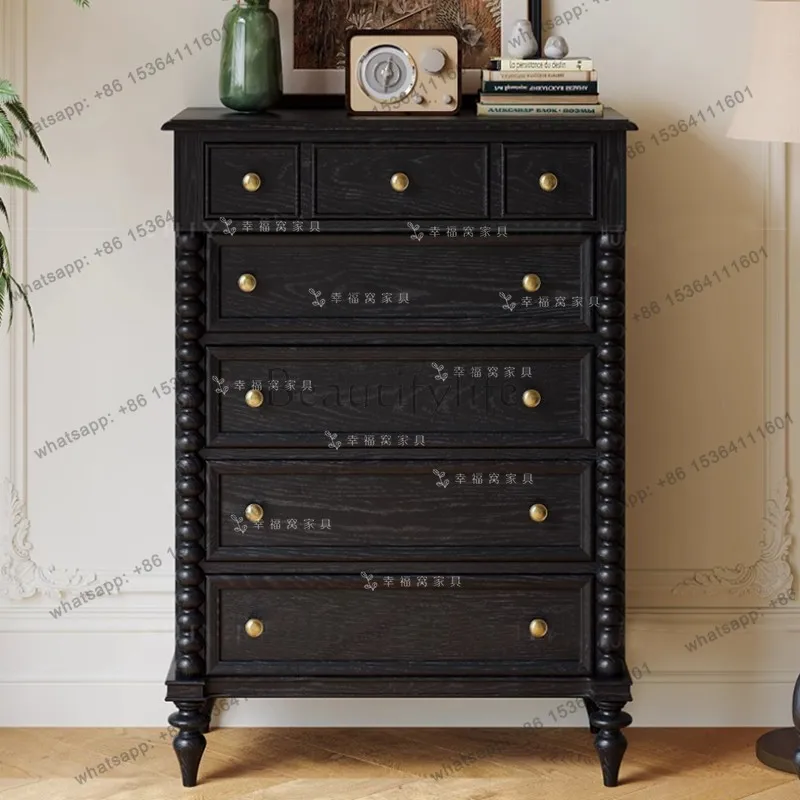 French solid wood retro black high chest cabinet medieval sofa side cabinet American style
French solid wood retro black high chest cabinet medieval sofa side cabinet American style