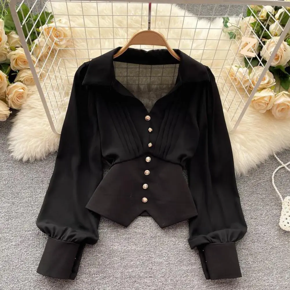 Puff Sleeve Buttons Elegant Women Shirt French Style Irregular Hem Women Blouse Lapel V-neck Bubble Sleeve Fashion Blusas Tops
Puff Sleeve Buttons Elegant Women Shirt French Style Irregular Hem Women Blouse Lapel V-neck Bubble Sleeve Fashion Blusas Tops