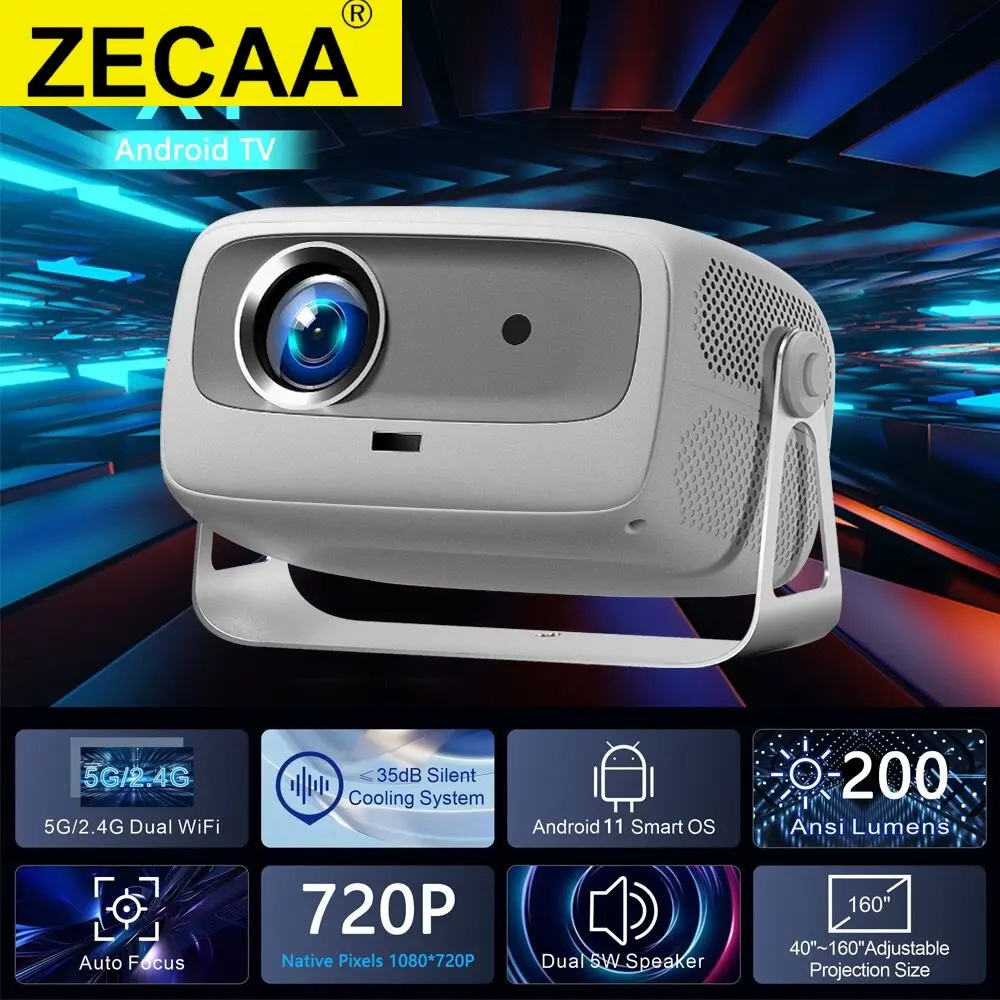 ZECAA Full HD 720P 200 ANSI 4K 2.4G+5G Dual Band WiFi 6 Android 13 Portable Bluetooth 5.0 Smart Home Android Gimbal Projector
ZECAA Full HD 720P 200 ANSI 4K 2.4G+5G Dual Band WiFi 6 Android 13 Portable Bluetooth 5.0 Smart Home Android Gimbal Projector