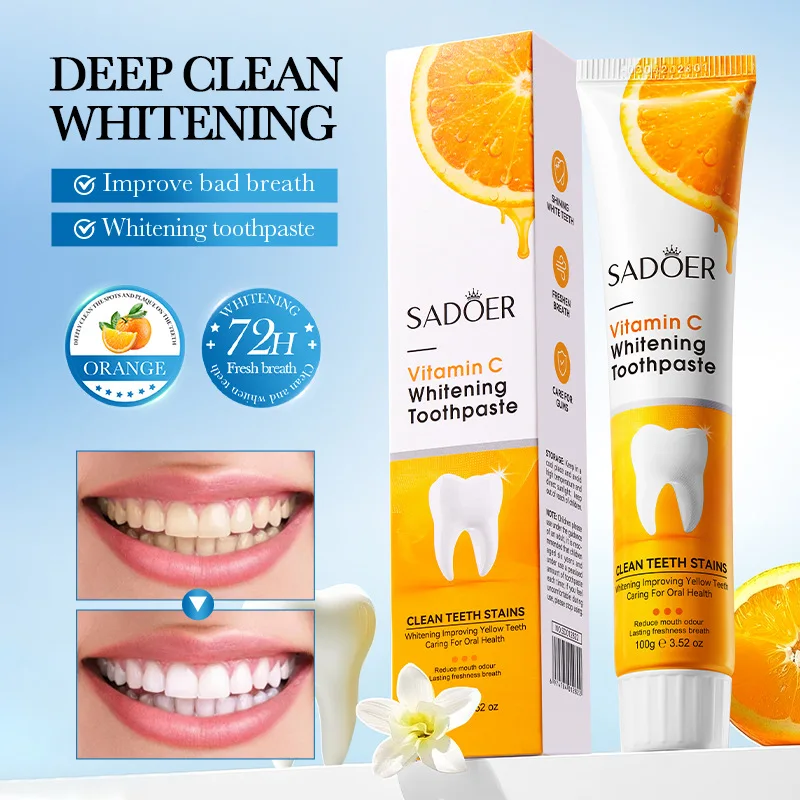 Vitamin C whitening toothpaste is gentle and non irritating for oral hygiene, reducing dental plaque
Vitamin C whitening toothpaste is gentle and non irritating for oral hygiene, reducing dental plaque