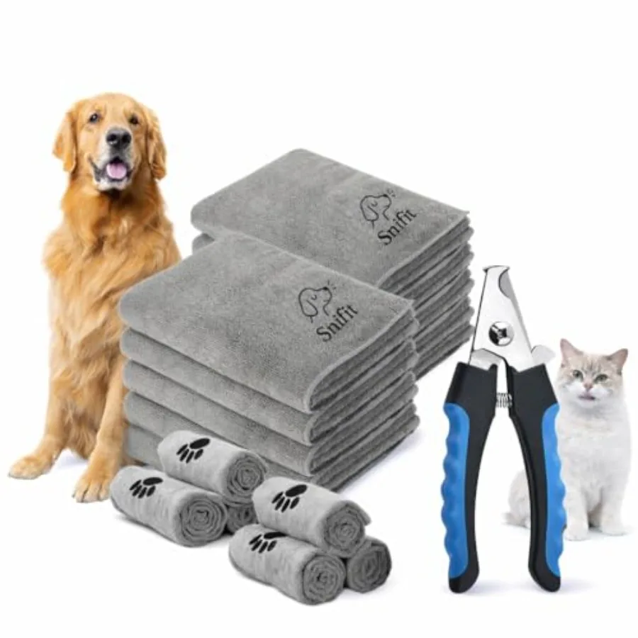 Dog Grooming Kit Bundle 5-Pack Microfiber Dog Towel 15.7x27.6in Medium and Dog and Cat Nail Clippers with Safety Guard Quick Dr
Dog Grooming Kit Bundle 5-Pack Microfiber Dog Towel 15.7x27.6in Medium and Dog and Cat Nail Clippers with Safety Guard Quick Dr