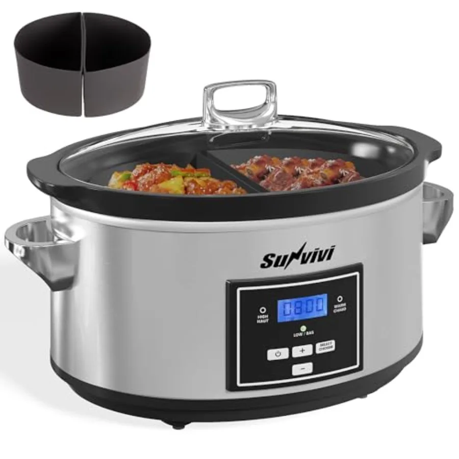 Programmable Slow Cooker Multi-Cooker with 2 in 1 Silicone Slow Cooker Liners 6 QT Food Warmer with Digital Timer 3 Adjustable
Programmable Slow Cooker Multi-Cooker with 2 in 1 Silicone Slow Cooker Liners 6 QT Food Warmer with Digital Timer 3 Adjustable