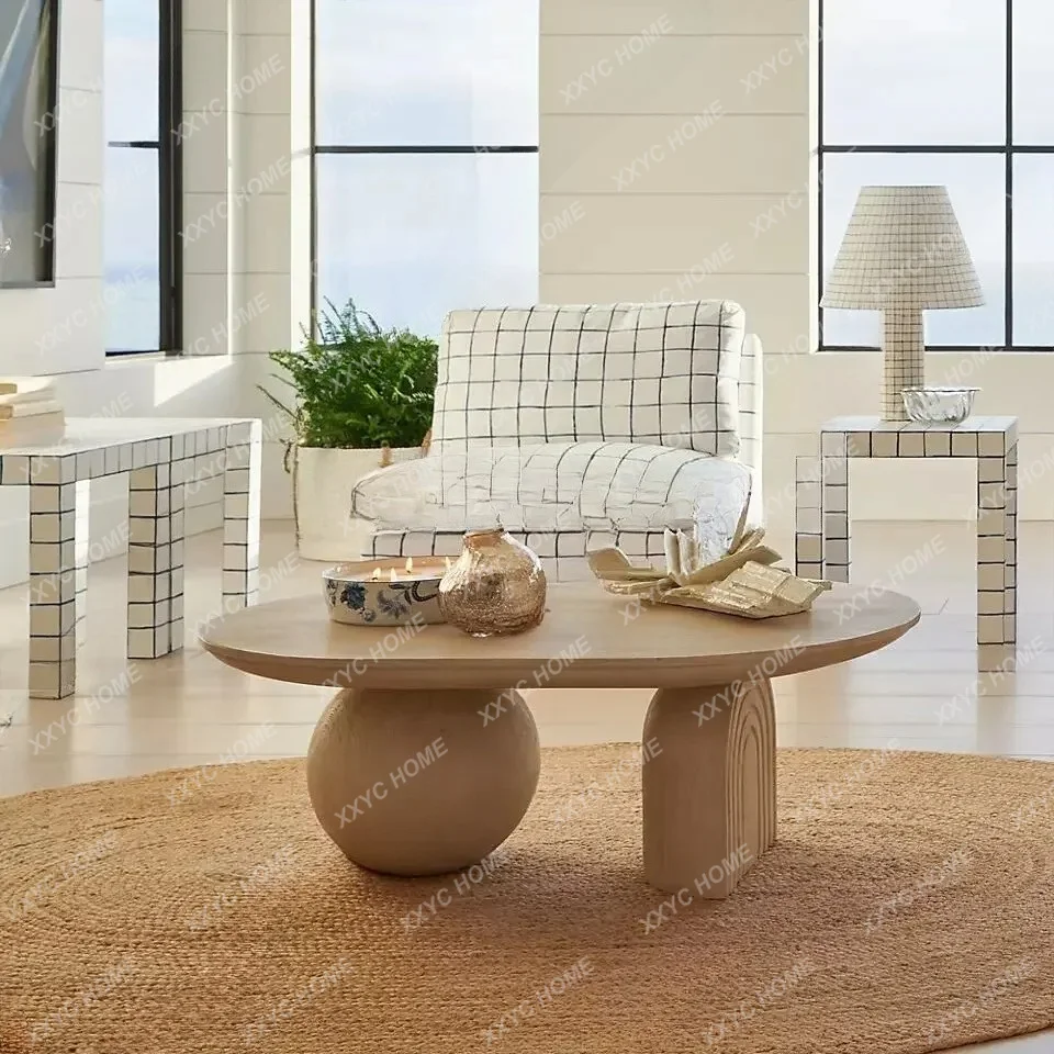 retro solid wood coffee table modern simple wabi sabi oval tea tableTJ
retro solid wood coffee table modern simple wabi sabi oval tea tableTJ