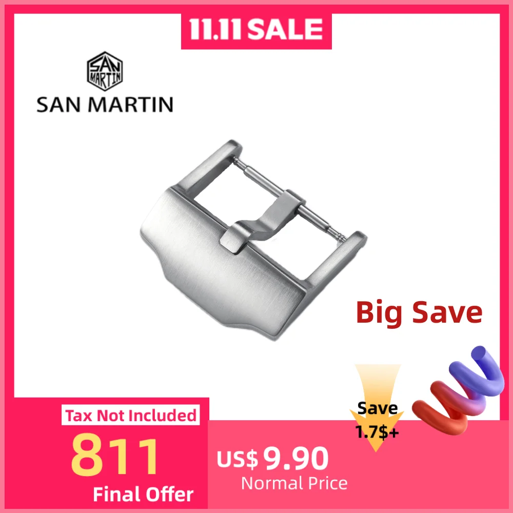 San Martin Watch Band Buckle Brushed 316L Stainless Steel 20mm 18mm Men Watchband Strap Watch Parts Silver Clasp Accessories
San Martin Watch Band Buckle Brushed 316L Stainless Steel 20mm 18mm Men Watchband Strap Watch Parts Silver Clasp Accessories