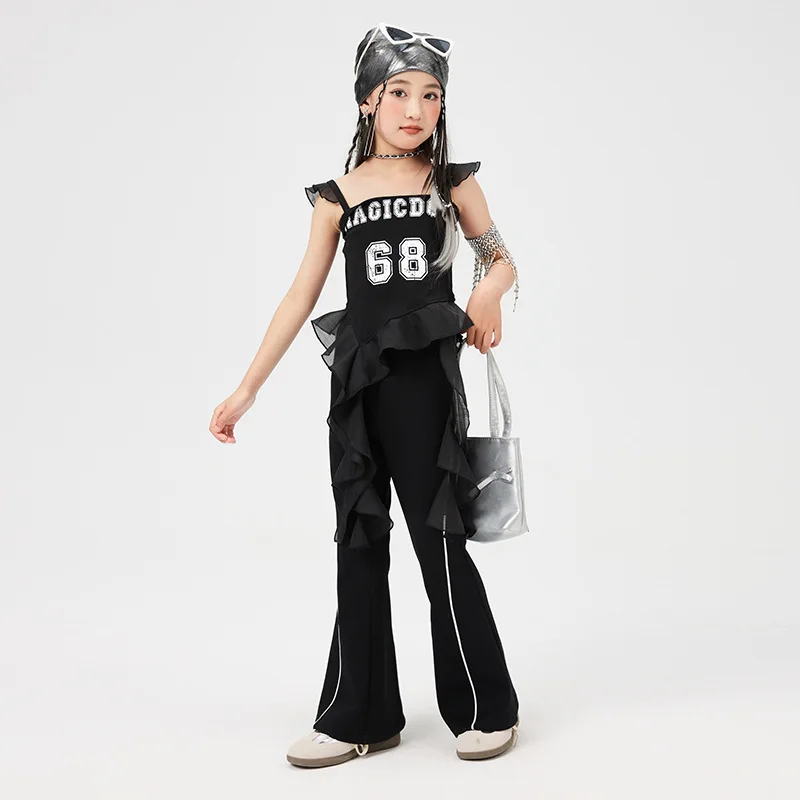 Kid Kpop Hip Hop Clothing Black Strap Ruffled Hem Crop Tank Casual Stripe Flare Sweat Pants for Girl Dance Wear Costumes Clothes
Kid Kpop Hip Hop Clothing Black Strap Ruffled Hem Crop Tank Casual Stripe Flare Sweat Pants for Girl Dance Wear Costumes Clothes