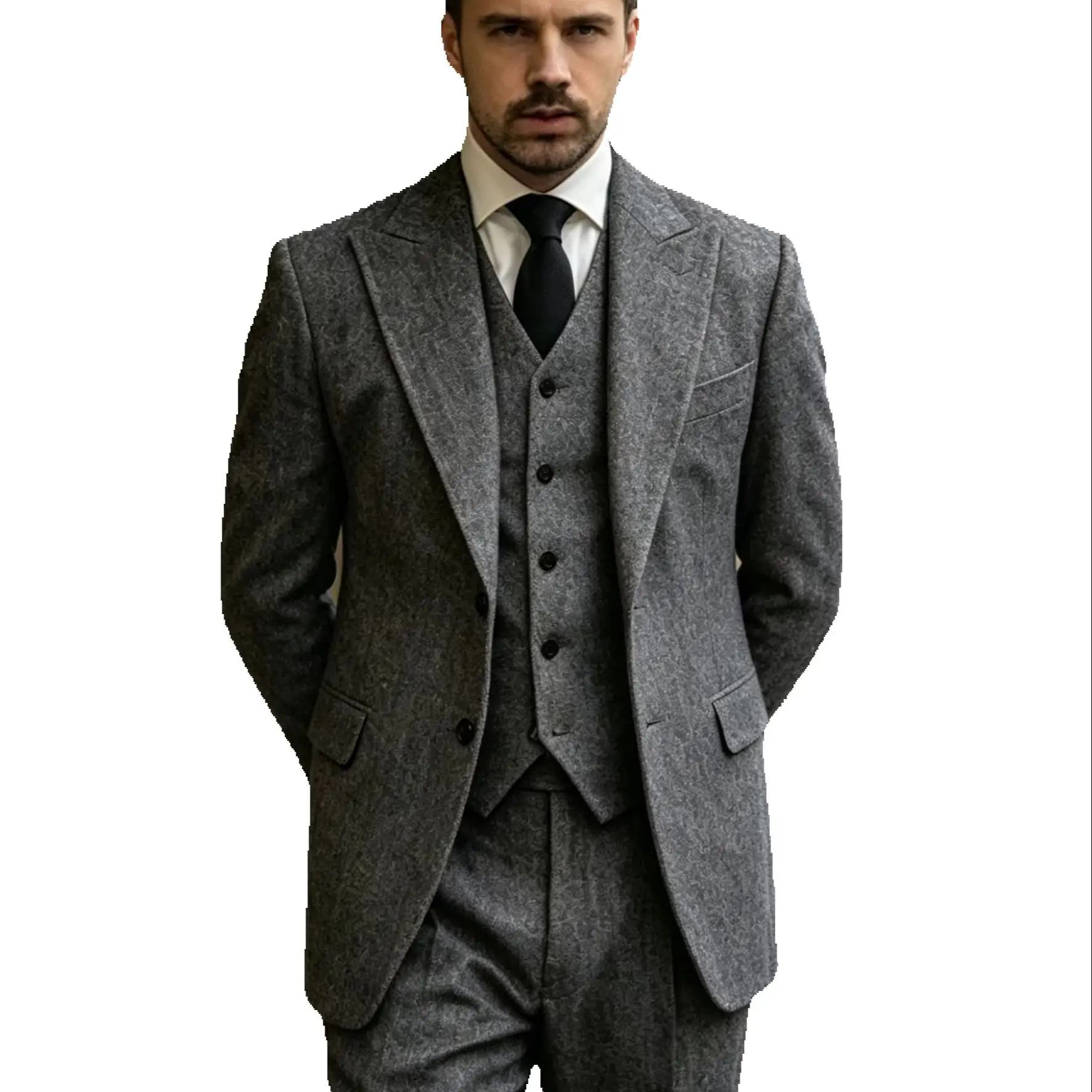 Dark Gray 3 Pieces Herringbone Men‘s Suits Woolen Tweed Business Retro Classic Groom Tuxedos for Wedding Blazer Vest Pants
Dark Gray 3 Pieces Herringbone Men‘s Suits Woolen Tweed Business Retro Classic Groom Tuxedos for Wedding Blazer Vest Pants