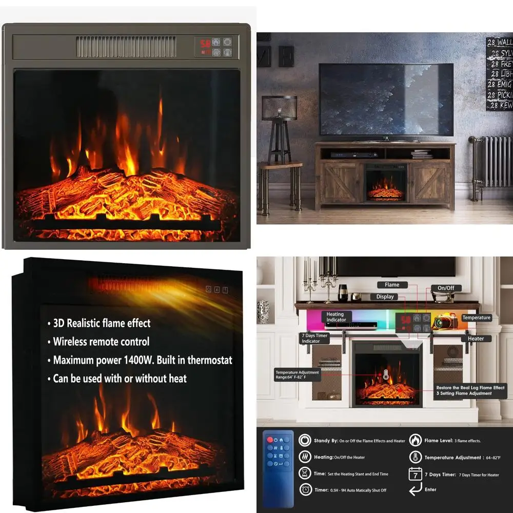 18 Inch Indoor Electric Fireplace Insert with Adjustable Flame and Remote Control for TV Stand Heater
18 Inch Indoor Electric Fireplace Insert with Adjustable Flame and Remote Control for TV Stand Heater