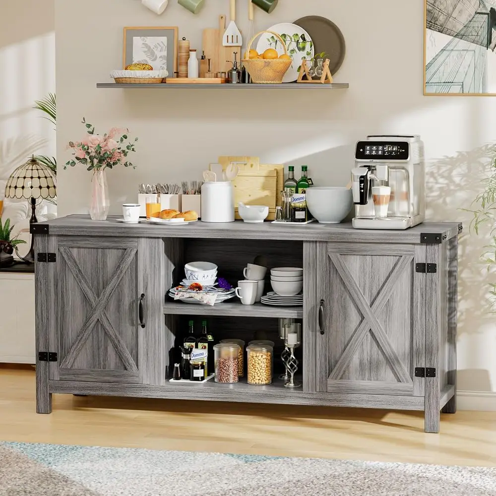 58 Gray Washed Kitchen Storage Cabinet with Adjustable Shelves for Bar and Living Spaces
58 Gray Washed Kitchen Storage Cabinet with Adjustable Shelves for Bar and Living Spaces
