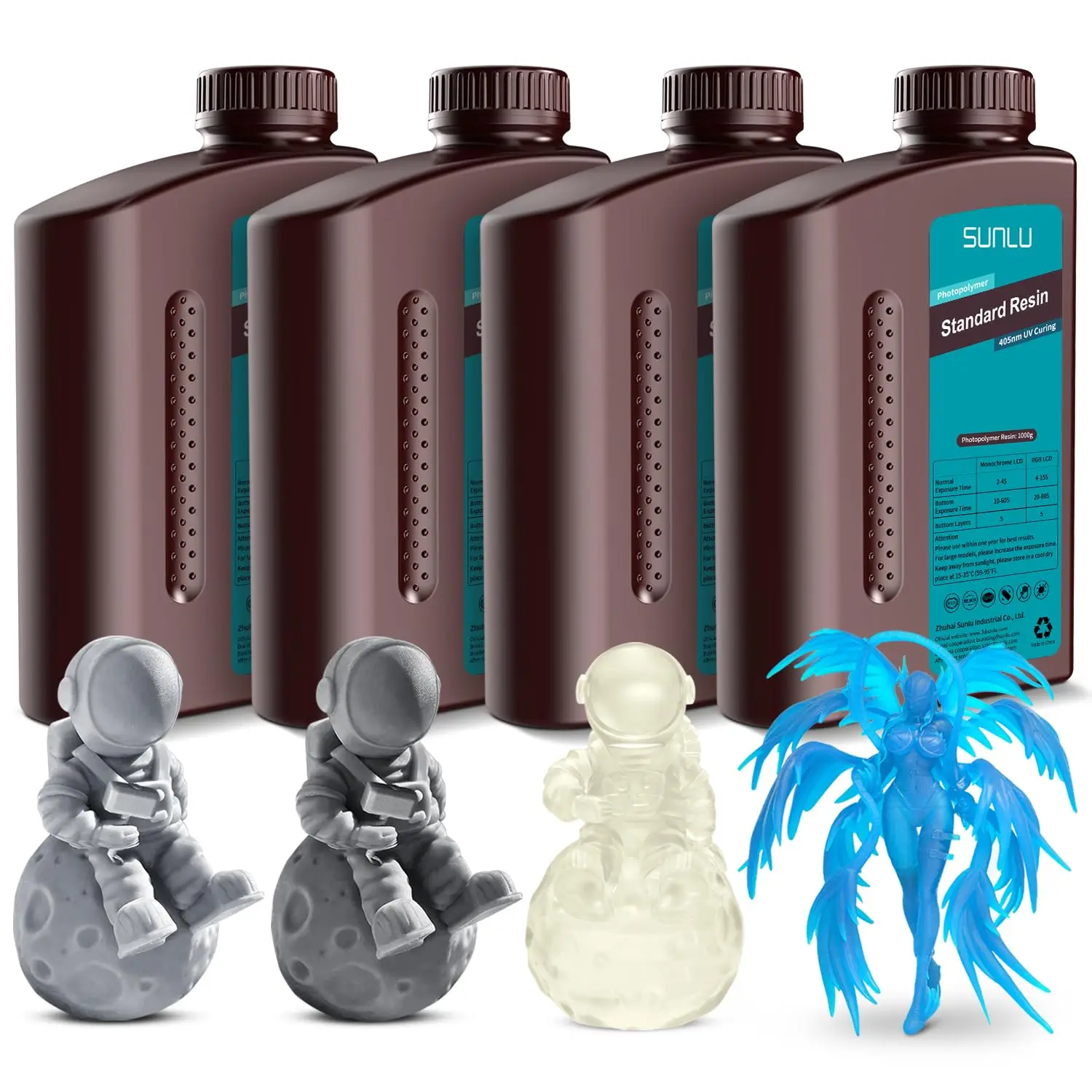 395-405nm UV Curing 3D Printer Resin Bundle, Low Shrinkage High Precision, 4kg Total (Grey+Dark Grey+Clear+Clear Blue)
395-405nm UV Curing 3D Printer Resin Bundle, Low Shrinkage High Precision, 4kg Total (Grey+Dark Grey+Clear+Clear Blue)