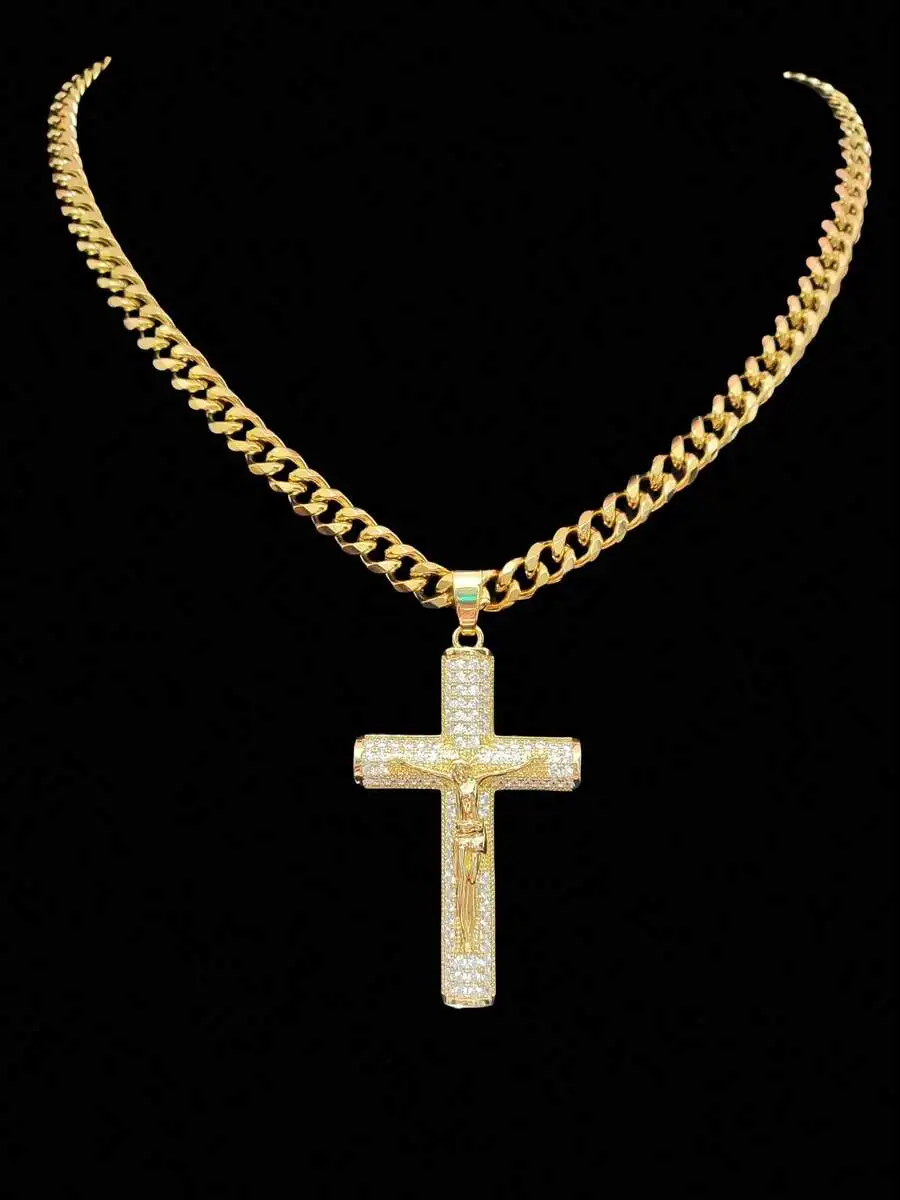 Cubic Zirconia Cross Jesus Pendant With Stainless Steel Curb Chain Men Hip Hop Fashion Necklace
Cubic Zirconia Cross Jesus Pendant With Stainless Steel Curb Chain Men Hip Hop Fashion Necklace