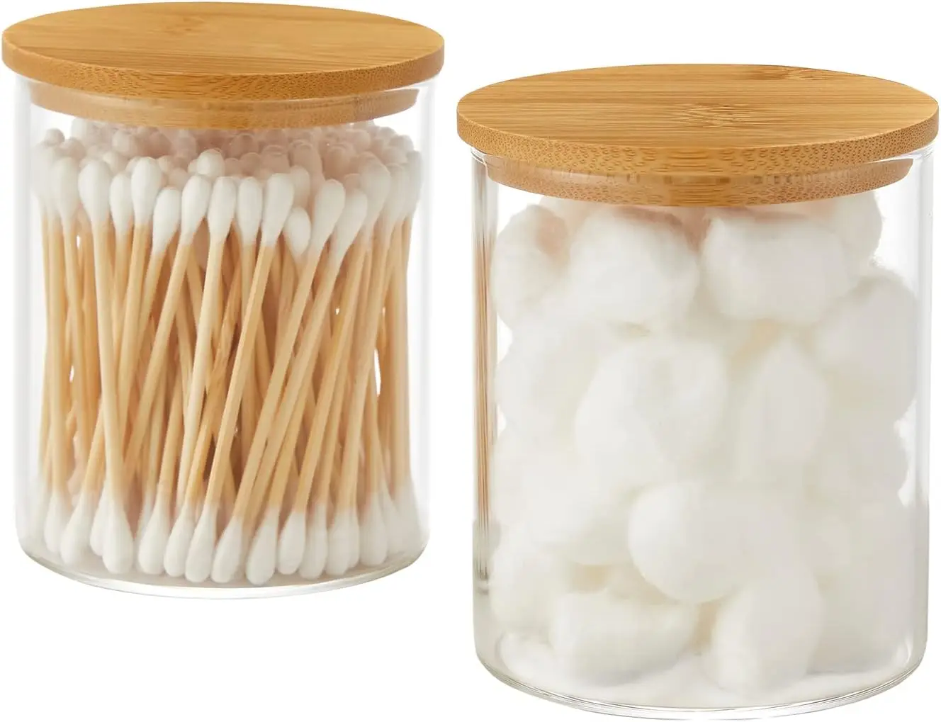 Glass Qtip Holder Dispenser with Bamboo Lid 2 Pack Apothecary Jars for Cotton Balls Pads Swabs Bathroom Vanity Countertop
Glass Qtip Holder Dispenser with Bamboo Lid 2 Pack Apothecary Jars for Cotton Balls Pads Swabs Bathroom Vanity Countertop