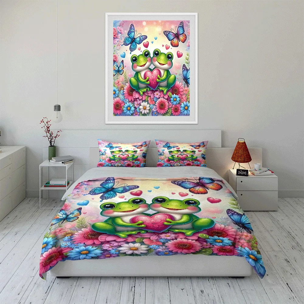 Romantic Frogs and Floral Bliss Exquisite three-piece bedding set gift for kids and adults
Romantic Frogs and Floral Bliss Exquisite three-piece bedding set gift for kids and adults