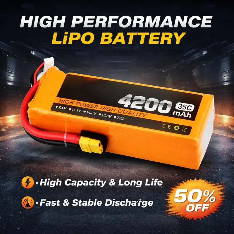 7.4V 4200mAh for model aircraft lithium battery 2S 3S 6S 35C for remote control car 60 drone RC model toy high discharge rate
7.4V 4200mAh for model aircraft lithium battery 2S 3S 6S 35C for remote control car 60 drone RC model toy high discharge rate