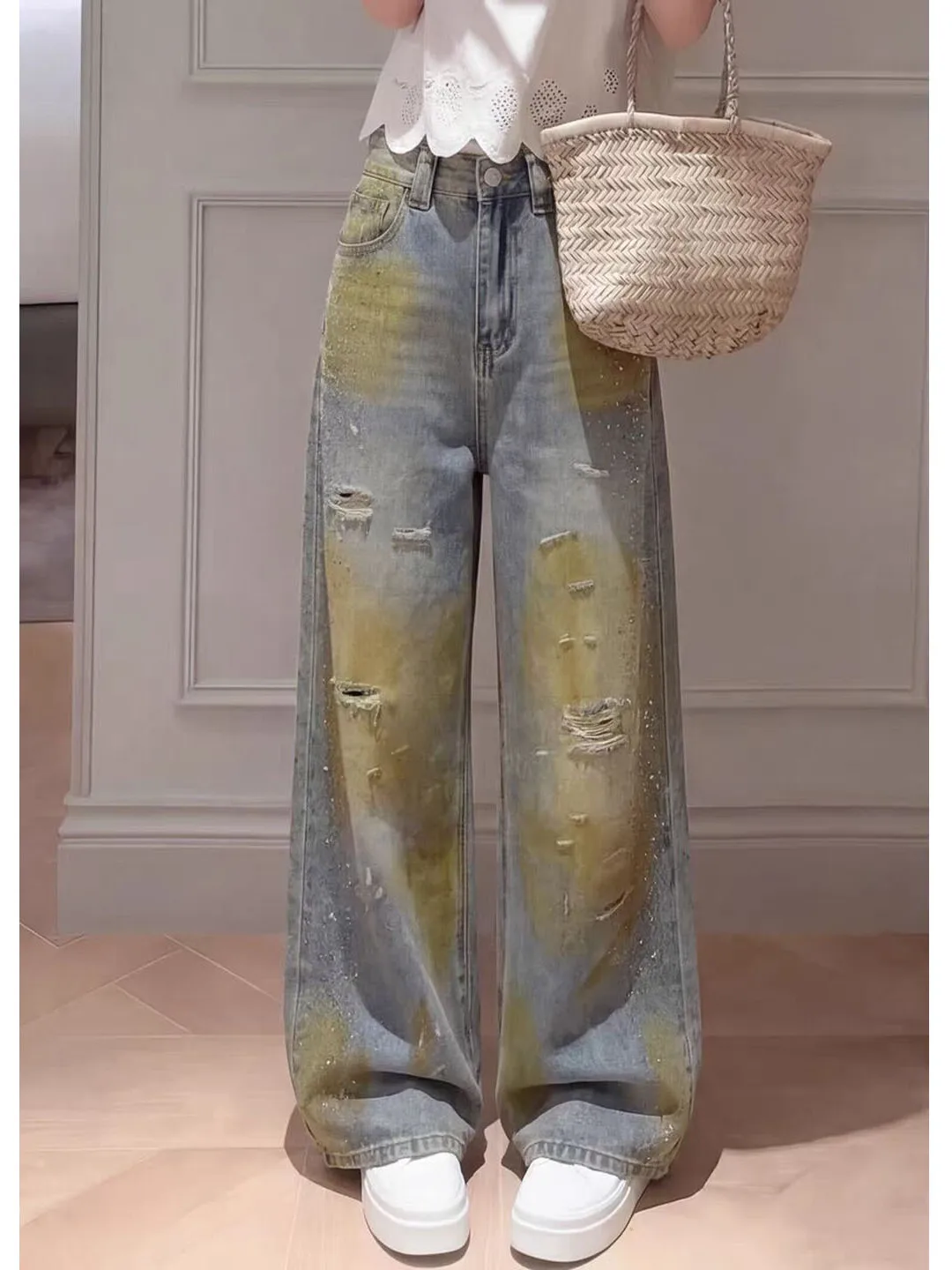 Summer 2026 Women's High Waist Wide Leg Jeans Distressed Denim Loose Fit Slimming Large Size Casual Commute Style Blue
Summer 2026 Women's High Waist Wide Leg Jeans Distressed Denim Loose Fit Slimming Large Size Casual Commute Style Blue