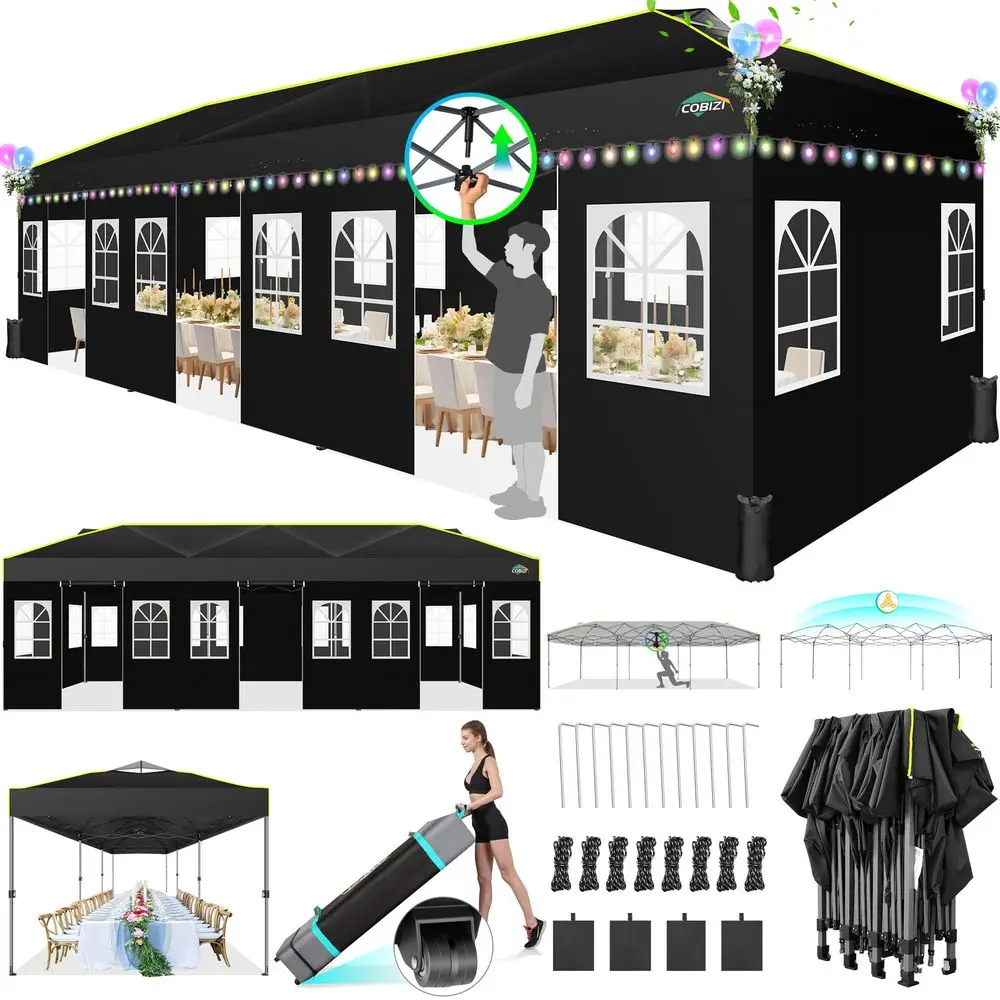 10x30 Pop Canopy with Sidewalls, One Push Easy Canopy UPF 50 Waterproof Gazebo Party Tents for Parties, Backyard, Commerc
10x30 Pop Canopy with Sidewalls, One Push Easy Canopy UPF 50 Waterproof Gazebo Party Tents for Parties, Backyard, Commerc