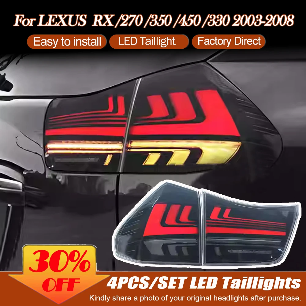 LED Taillights Assembly for Lexus RX RX270 RX350 RX450 RX330 RX440H 2003-2008 Taillamps Running Lamps Start Dynamic Turn Signal