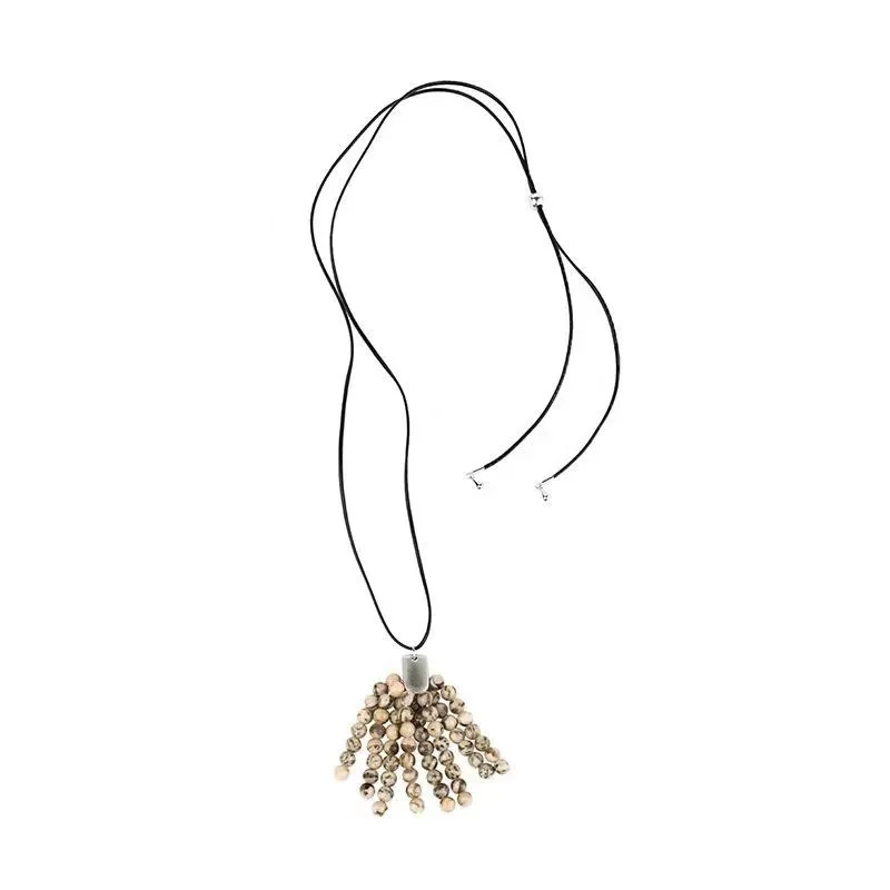 Kitykiss Zebrastone and Natural Bodhi Stone Vintage Tassel Beaded Cowhide Cord Necklace Copper Plated Metal Adjustable Length
Kitykiss Zebrastone and Natural Bodhi Stone Vintage Tassel Beaded Cowhide Cord Necklace Copper Plated Metal Adjustable Length