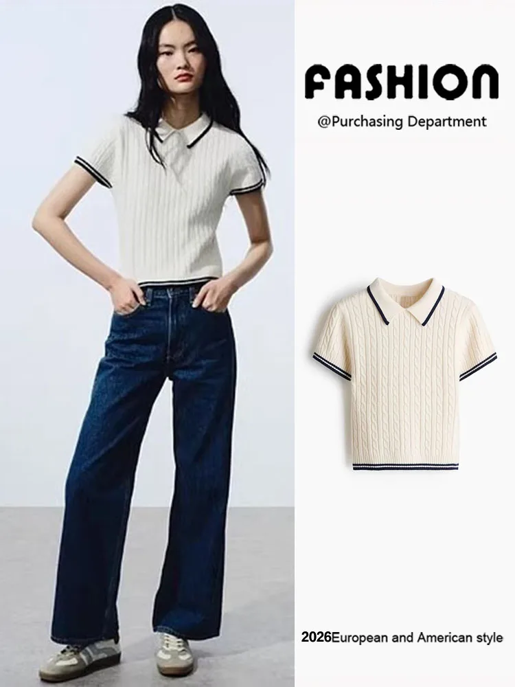 Spring New Arrival Women's Knitted Sweater Short Sleeve Twist Flower College Style Top ZA2026 Summer Fashion Ladies' Wear
Spring New Arrival Women's Knitted Sweater Short Sleeve Twist Flower College Style Top ZA2026 Summer Fashion Ladies' Wear